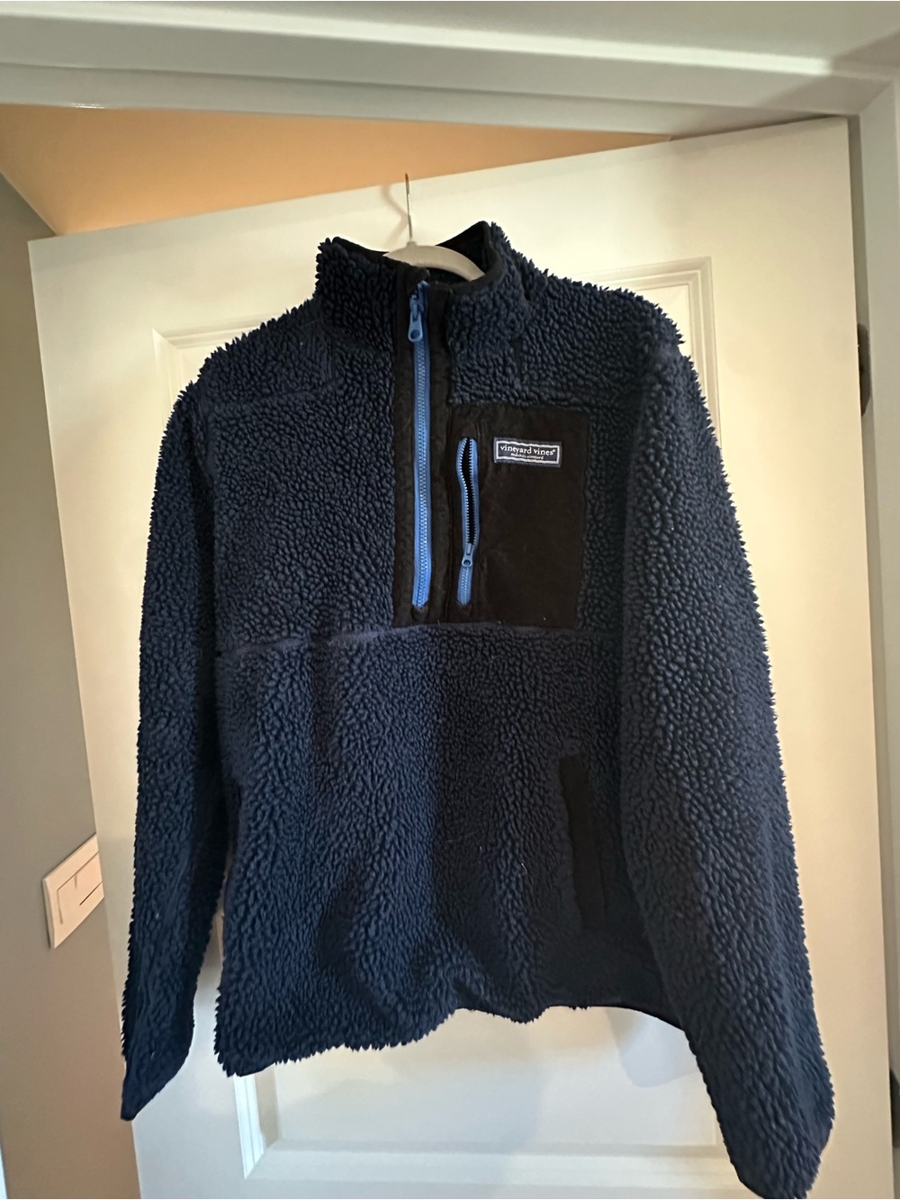 Vineyard Vines Navy Blue Sherpa Pullover Jacket